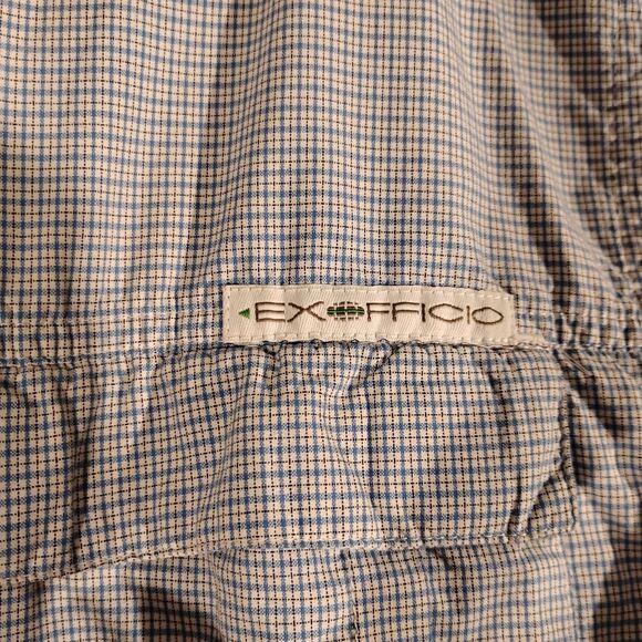 ExOfficio shirt mens L Large blue plaid insect shield snap vented fishing outdoo - Picture 3 of 10